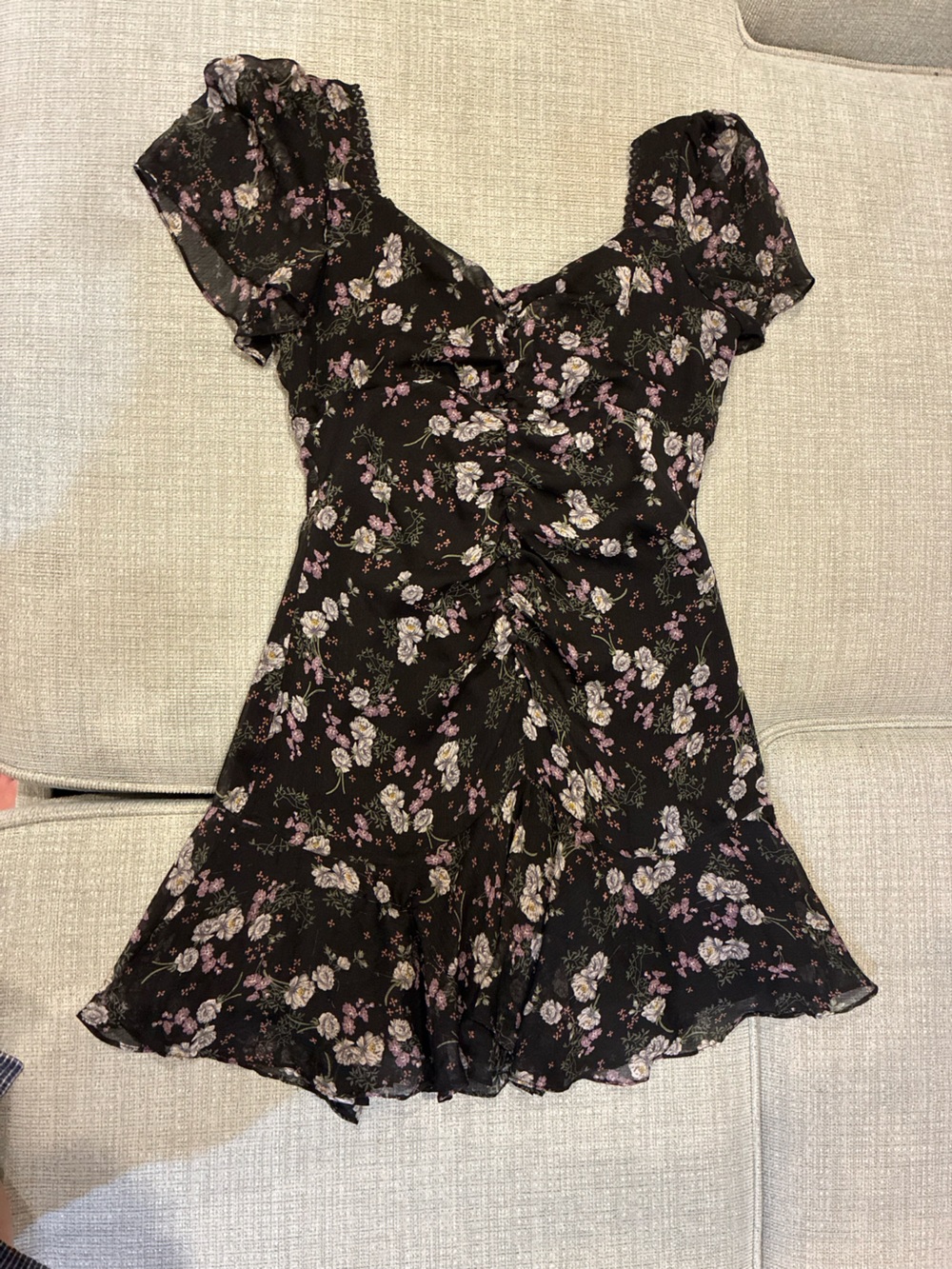 Astr the Label Black Dress with Pink & Cream Floral Print